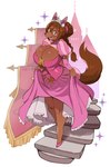 alternative_fashion anthro banner big_breasts breasts brown_body brown_fur brown_hair castle cleavage cleavage_cutout cleavage_overflow clothed clothing clothing_lift crown cutout dress dress_lift female footwear full_cleavage fur hair headgear hime_lolita huge_breasts j-fashion kemono lolita_(fashion) open_mouth open_smile ponytail princess royalty shoes simple_background slippers smile solo sparkles stairs tiara updo white_background lightsource angel_(lightsource) canid canine mammal 2023 absurd_res hi_res pink_theme