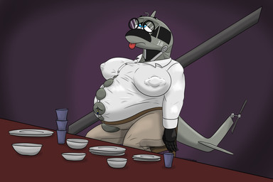 aircraft anthro barbell_piercing belt blue_eyes button_(fastener) clothing deep_navel eyewear female glasses grey_body machine mechanophilia navel navel_piercing nipple_outline nipple_piercing nipples piercing piercing_outline plate_stack solo straining_buttons straining_clothing stuffing tan_clothing tongue tongue_out vehicle white_clothing panzerschreckleopard uh-1_huey skye_(skyeuh1) aeromorph living_aircraft living_machine living_vehicle 2026 3:2 absurd_res colored hi_res
