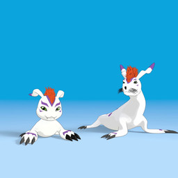 30fps ambiguous_gender anime_style blue_background claws confusion covering covering_mouth dancing duo ear_markings ear_motion fangs feral flippers gradient_background green_eyes hair looking_at_another looking_at_viewer low_framerate markings outline purple_markings red_hair screaming shadow shitpost side_eye simple_background smile sound_effects tail teeth whiskers white_background white_body wide_mouth scuzz_missile bandai_namco digimon toei_animation aquatic digimon_(species) gomamon mammal pinniped sea_lion seal 1:1 3d_(artwork) 3d_animation absurd_res animated digital_media_(artwork) frame_by_frame hi_res meme shaded short_playtime sound video