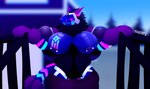 anthro armpit_hair big_muscles body_hair clothing hairy huge_muscles hyper hyper_muscles jockstrap machine male muscular musk musky_armpit nipple_piercing nipples piercing solo underwear big_neon_dragon protogen hi_res