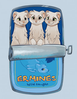 ambiguous_gender blue_background fur green_sclera group head_tuft looking_at_viewer pink_nose simple_background text trio tuft whiskers white_body white_fur feve mammal mustelid musteline stoat true_musteline weasel 2025 digital_drawing_(artwork) digital_media_(artwork) english_text hi_res