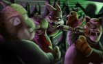 anthro brawl dance_floor female fight fighting_pose group kick kickboxing kunai lights male pose rave vigilante weapon kungfufreak07 legend_of_ahya fan_character murana_wolford_(darkflame-wolf) canid canine canis cheetah felid feline mammal pantherine tiger wolf hi_res