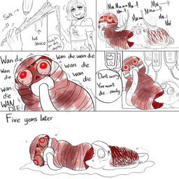 abuse ambiguous_gender amputee animal_abuse blood bloodshot_eyes bodily_fluids clothed clothed_human clothing corpse cruelty crying death disability exposed_muscle female female_human feral flayed food gore grotesque grotesque_death holding_object hot_sauce mask medical_instrument missing_all_legs missing_ear nightmare_fuel oxygen_mask pain pipelining red_eyes sadism salt scientific_instrument smile stuck_together suffering surgical_suture tattoo tears text torture tube whip_mark whipping young young_ambiguous young_feral yellowcottoncandy030 fluffy_pony ambient_arthropod ambient_fly ambient_insect fluffy_pony_(species) human mammal 1:1 2025 comic digital_media_(artwork) english_text hi_res partially_colored