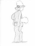 alternate_species anthro big_breasts breasts butt cutie_mark female feral looking_at_viewer looking_back rear_view side_boob simple_background solo wolfkidd hasbro my_little_pony fan_character molly_mcalister equid equine horse mammal 2018 greyscale monochrome sketch