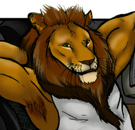 anthro male solo theramansi becky_short felid lion mammal pantherine low_res