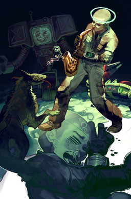ambiguous_gender brotherhood_of_steel_(fallout) brown_body cathode_ray_tube claws clothed clothing feral fully_clothed group halo jumpsuit machine musical_instrument new_vegas not_furry pip-boy playing_music playing_saxophone saxophone scar shaved_head snout text tongue tongue_out wheel wind_instrument woodwind_instrument aluistor fallout microsoft christine_(fallout) human mammal night_stalker_(fallout) robo_scorpion_(fallout) robot securitron_(fallout) artist_name english_description hi_res multiple_scenes female_(lore)