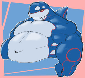anthro belly blue_arms blue_background blue_body blue_fin dorsal_fin fin male red_stripes simple_background solo spots stripes white_belly white_body white_spots crono_lm nintendo pokemon generation_3_pokemon kyogre legendary_pokemon pokemon_(species) 2026
