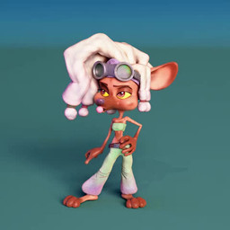 anthro barefoot bubble_gum clothed clothing eyewear feet female gesture goggles hair hand_gesture happy jumping mechanic smile solo sound_effects v_sign white_hair yellow_eyes jochico aneyn hyena mammal 3d_(artwork) 3d_animation animated digital_media_(artwork) low_res meme short_playtime sound