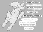 anthro dialogue female hand_on_butt looking_back pose solo speech_bubble talking_to_viewer text watsup evan_(sharkrags) lagomorph leporid mammal rabbit digital_drawing_(artwork) digital_media_(artwork) english_text greyscale monochrome