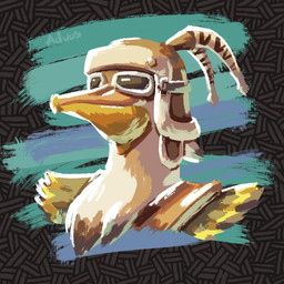 ambiguous_gender anthro beak clothing eyewear feathers goggles headgear headwear solo text advos nintendo tears_of_the_kingdom the_legend_of_zelda penn_(tloz) avian bird mammal pelecaniform pelican rito 1:1 artist_name digital_media_(artwork) portrait signature