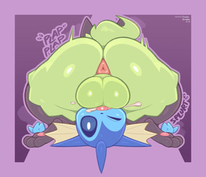 anthro anus balls big_balls big_butt bodily_fluids butt cum cum_in_mouth cum_inside deep_throat duo face_fucking fellatio femboy genital_fluids genitals irrumatio male male/male nude oral oral_penetration paws penetration penile penis_in_mouth sex text frumples nintendo pokemon eeveelution generation_1_pokemon generation_9_pokemon mammal meowscarada pokemon_(species) vaporeon 2022 digital_media_(artwork)