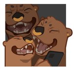 ambiguous_gender anthro border circle_eyebrows ear_piercing electronics eyebrows eyes_closed facial_piercing fangs gold_nose_ring grey_background holding_object holding_phone laugh multiple_poses nose_piercing open_mouth phone piercing pose simple_background solo teeth tongue white_border oystr otter_(oystr) mammal mustelid otter meme