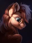 blue_eyes brown_hair eyewear feral fur glasses hair male smile solo tan_body tan_fur wings lulemt hasbro my_little_pony mythology fan_character equid equine mammal mythological_creature mythological_equine pegasus hi_res