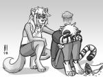 anthro bottomwear breasts clothing comforting crouching duo female flower iconography male pants plant raincloud rejection sad shirt shorts simple_background topwear heresy_(artist) harry_campbell jensca canid canine canis felid mammal pantherine tiger wolf 2018 4:3 digital_media_(artwork) full-length_portrait hi_res monochrome portrait sketch