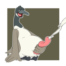 anthro aroused aroused_face aroused_male aroused_smile beak bent_legs bloodshot_eyes bodily_fluids cum cumshot ejaculation feathers fur genital_fluids genitals half-closed_eyes hand_on_ground hand_on_penis kneeling long_neck looking_pleasured male masturbation multicolored_body multicolored_fur narrowed_eyes open_beak open_mouth orgasm orgasm_face penis simple_background slightly_chubby slightly_chubby_anthro slightly_chubby_male smile smirk solo spiral_penis tail tail_feathers tail_feathers_tuft tongue bob-jiggles amazon_(company) kevin_(series) chuck_(kevin) anatid anseriform anserine avian bird goose 1:1 absurd_res hi_res