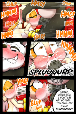 anthro balls black_nose blush bodily_fluids cum cum_from_nose cum_in_mouth cum_in_nose cum_inside dialogue duo eyes_closed female fingers genital_fluids genitals loli male male/female oral penis sex solo_focus speech_bubble sweat text young young_anthro dexstar sega sonic_the_hedgehog_(series) cream_the_rabbit bear giant_panda lagomorph leporid mammal rabbit 2:3 comic digital_media_(artwork) english_text hi_res