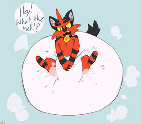 ambiguous_gender angry big_diaper black_body black_claws black_fur black_nose blue_background claws clean_diaper clothed clothing collar covering covering_crotch cute_fangs dialogue diaper diaper_only fangs feral fur grey_inner_ear head_tuft huge_diaper hyper_diaper inner_ear_fluff looking_down multicolored_body multicolored_fur open_mouth orange_body orange_fur orange_tail simple_background sitting solo tail teeth text topless tuft two_tone_body two_tone_fur wearing_diaper white_diaper yellow_eyes juneberrysprout nintendo pokemon generation_7_pokemon pokemon_(species) torracat 2025 english_text hi_res signature male_(lore)
