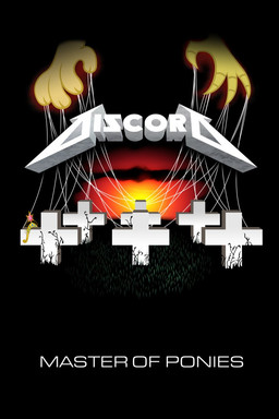 ambiguous_gender cross extruded_text parody solo phantombadger friendship_is_magic hasbro metallica my_little_pony discord_(mlp) 2:3 album_cover cover