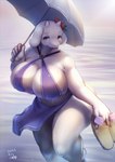 anthro big_breasts blush breasts clothed clothing female horn mature_female solo swimwear water white_body ni_jikan undertale undertale_(series) toriel boss_monster_(undertale) bovid caprine mammal digital_media_(artwork) hi_res