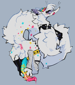 accessory animal_genitalia animal_penis anthro anus autofootjob backsack balls blue_penis butt cheek_tuft chest_tuft clothing ear_piercing facial_tuft feet feet_on_penis fishnet_clothing fishnet_legwear fluffy fluffy_tail foot_fetish foot_play fur fuzzy garter garter_belt garter_straps genitals half-closed_eyes hindpaw holding_tail horn inner_ear_fluff jacket legband leggings legwear long_body long_penis looking_back male masturbation multicolored_body multicolored_fur multicolored_horn multicolored_pawpads multicolored_penis narrowed_eyes neck_tuft open_mouth pawpads paws paws_on_penis penile penile_masturbation penis piercing pink_penis rainbow_pawpads rainbow_penis rear_view simple_background solo sparklefur star tail tail_anus thigh_highs thighband topwear tuft unusual_anatomy unusual_genitalia unusual_penis whiskers white_body white_fur btascandalist mammal squirmle hi_res nonbinary_(lore)