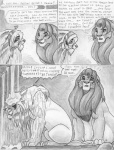 belly big_belly dialogue digitigrade feral male pregnant pregnant_male quadruped tail tail_tuft text tuft water leovictor arthos sykur felid lion mammal pantherine 2008 black_and_white comic english_text monochrome shaded