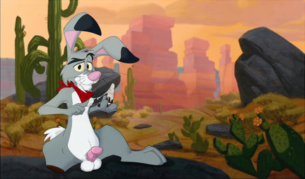 anthro armpit_hair body_hair dildo erection feral genitals lube male pegleg penis sex_toy smile solo neenya disney home_on_the_range lucky_jack hare lagomorph leporid mammal