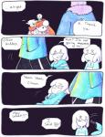 2016 aftertale ambiguous_gender animated_skeleton bone chara_(undertale) clothing comic dialogue english_text eyes_closed frisk_(undertale) geno_sans_(aftertale) human humanoid jacket loverofpiggies male mammal not_furry papyrus_(undertale) sans_(undertale) scarf skeleton smile speech_bubble text topwear undead undertale undertale_(series)