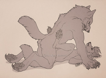 4_toes anal anal_penetration anthro anthro_on_anthro balls claws dominant duo ear_piercing eyes_closed fangs feet fur genitals hair larger_dom lying male male/male male_anthro male_penetrated male_penetrating male_penetrating_male nude open_mouth orgasm pawpads paws penetration piercing sex sharp_teeth size_difference teeth toe_claws toes katie_hofgard mythology seiko canid canine canis fox mammal mythological_canine mythological_creature werecanid werecanine werecreature werewolf wolf 2015