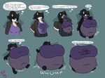 anthro belly belly_inflation big_belly big_breasts blueberry_inflation breast_expansion breasts cleavage clothed clothing expansion female huge_belly huge_breasts hyper hyper_belly inflation shirt solo tank_top text topwear torn_clothing lonnyk kayla_(lonnyk) canid canine canis domestic_dog husky mammal nordic_sled_dog spitz comic english_text hi_res