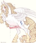 anatomically_correct animal_genitalia animal_penis balls blonde_hair blush bodily_fluids cutie_mark dripping ear_tuft equine_genitalia equine_penis erection eyes_closed feathering feral fetlocks fluffy fur genital_fluids genitals hair hooves long_hair male medial_ring on_hind_legs open_mouth penis pink_balls pink_penis pink_sheath precum precum_drip quadruped sheath simple_background solo tuft unguligrade vein veiny_penis wavy_hair white_body wings yellow_body yellow_fur snowberry hasbro my_little_pony mythology fan_character satin_sabre_(oc) equid equine mammal mythological_creature mythological_equine pegasus hi_res signature