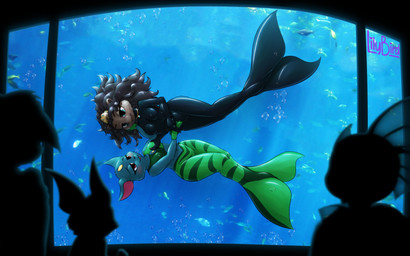 ambiguous_gender anthro aquarium blush breast_grab breasts bubble camel_toe clothing costume crowd crown duo_focus eye_contact female female/female female_focus fur gloves group hair hand_on_breast handwear headgear latex latex_clothing looking_at_another mermaid_costume mermaid_suit mermaid_tail nipple_outline open_mouth public romantic romantic_ambiance skinsuit smile swimming tail tight_clothing underwater vivarium water lily_(artist) nintendo pokemon ambient_fish ambient_sealife aquatic generation_2_pokemon mammal mustelid otter pokemon_(species) sneasel 16:10 absurd_res digital_media_(artwork) hi_res widescreen