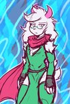 angry anthro blush clothed clothing eyewear fur glasses hair horn looking_at_viewer male scarf solo white_body white_fur crackers deltarune undertale_(series) ralsei bovid caprine goat mammal digital_media_(artwork)