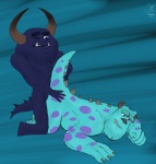 all_fours anal bite biting_lip biting_own_lip blue_body blue_eyes doggystyle duo from_behind_position horn lips male male/male male_penetrated male_penetrating male_penetrating_male penetration purple_body purple_eyes self_bite sex spikes tail_grapple tusks ifv_(artist) disney monsters_inc monsters_university pixar johnny_worthington sulley furred_monster monster hi_res