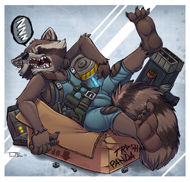 4_toes 5_fingers abstract_background anthro barefoot biped black_claws blue_glow box brown_body brown_fur cardboard cardboard_box claws clothing container energy_weapon eyes_closed feet fingers fluffy fluffy_tail fur hindpaw male male_anthro markings open_mouth paws plantigrade ranged_weapon sleeping soles solo sound_effects straps striped_markings striped_tail stripes tail tail_markings technology text toe_claws toes uvula vowelless vowelless_sound_effect weapon zzz teaselbone guardians_of_the_galaxy marvel rocket_raccoon mammal procyonid raccoon 2017 digital_media_(artwork) english_text signature