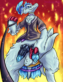abstract_background anthro balls big_tail blue_eyes cheek_tuft choker claws clothing dominant dominant_anthro dominant_male duo embers eye_contact facial_tuft finger_claws fire fire_background first_person_view fluffy fluffy_balls fluffy_chest formal_wear fur genitals half-closed_eyes holding_penis jewelry knot knotted_penis leash leash_pull leashed_viewer looking_at_another looking_at_viewer male narrowed_eyes necklace offscreen_character penis sharp_teeth slim smile smiling_at_viewer smirk smirking_at_viewer tail teeth thick_thighs tuft vein veiny_penis white_body white_fur undergreysnest nintendo pokemon fan_character generation_5_pokemon legendary_pokemon pokemon_(species) reshiram 2026 colored dated hi_res shaded signature watermark nonbinary_(lore)