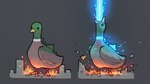 ambiguous_gender city destruction feral fire glowing macro solo neytirix godzilla_(series) toho anatid anseriform avian bird duck 16:9 2021 4k absurd_res digital_media_(artwork) hi_res video_in_description widescreen