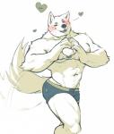 >_o abs afterimage anthro arms_bent bent_leg biceps big_chest circle_eyebrows clothing curved_tail emoticon eyebrows fur gesture hands_together heart_eyes heart_gesture heart_symbol looking_at_viewer male motion_blur muscular muscular_anthro muscular_male navel on_one_leg one_eye_closed open_mouth owo pecs solo standing straight_leg tail tail_gesture tail_motion tailwag underwear wink winking_at_viewer dona908 canid canine mammal 2018 digital_media_(artwork) hi_res