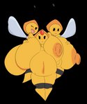 2_fingers alpha_channel antennae_(anatomy) anthro arthropod belly big_belly big_breasts big_butt big_nipples breasts butt combee eyelashes featureless_legs female fingers generation_4_pokemon genitals group hand_on_breast hand_on_butt hi_res huge_breasts huge_butt hymenopteran insect insect_wings markings mole_(marking) navel nintendo nipples non-mammal_breasts nude one_eye_closed open_mouth pokemon pokemon_(species) pussy short_stack tasteofchoklit wings wink