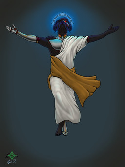 1_eye 4_toes 5_fingers anthro arms_out barefoot biped blue_glow brown_body brown_eyes brown_fur brown_hair brown_nose claws clothed clothed_anthro clothed_male clothing cybernetic_arm cybernetic_chest cybernetic_eye cybernetic_foot cybernetic_hand cybernetic_limb cybernetic_neck cybernetics eyebrows feet fingers floppy_ears flowing_clothing flowing_hair front_view fur glowing glowing_eyes glowing_halo gold_(metal) gold_robe hair halo hands_open hindpaw humanoid_hands leather logo looking_up loose_skin machine male male_anthro messy_hair metallic_body mouth_closed palms_up paws pose prosthetic raised_eyebrows red_glow red_light robe robotic_eyes roman_clothing short_hair simple_background solo spread_arms steel stripes toe_claws toes white_clothing white_robe bbear finn_(bbear) bird_dog canid canine canis cyborg cyborg_dog domestic_dog hunting_dog labrador mammal retriever 2026 3:4 absurd_res artist_logo dated digital_media_(artwork) english_description full-length_portrait hi_res portrait shaded signature