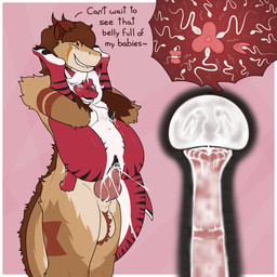 anthro balls big_balls big_penis bodily_fluids breasts cum cum_in_uterus cum_in_vagina cum_inside dialogue dominant dominant_male duo erection excessive_cum excessive_genital_fluids female female_penetrated flared_penis full_nelson fur genital_fluids genitals hair huge_balls huge_penis impregnation internal larger_male male male/female male_penetrating male_penetrating_female nipples nude penetration penile penile_penetration penile_spines penis penis_in_vagina red_body red_fur sex simple_background size_difference smaller_female smile submissive submissive_female tail text uterus vaginal vaginal_penetration white_body kanaladrawstoo felkinar_(kanaladrawstoo) reeila_sharqua_(bigpizzaaaaaaah) aquatic felkin fish requiem_shark shark tiger_shark 1:1 english_text hi_res