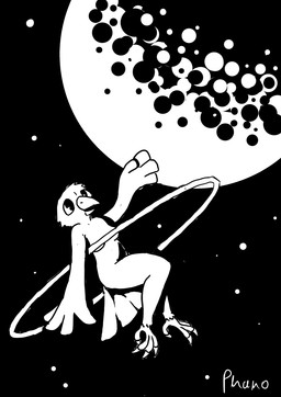 anthro beak convenient_censorship female planet solo space star phano avian monochrome
