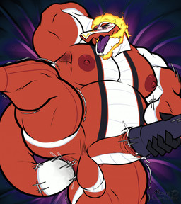 anal anal_masturbation anal_penetration anthro anthrofied anus balls blush bodily_fluids fire flaming_beard flaming_hair genitals hand_behind_head humanoid_genitalia humanoid_penis male masturbating_while_penetrated masturbation motion_lines musclegut muscular muscular_anthro muscular_male nipples open_mouth pecs penetrable_sex_toy penetration penile penile_masturbation penis pseudo_hair raised_arm raised_leg red_body saliva sex_toy solo spread_legs spreading sweat sweaty_armpit tail tail_fetish tail_insertion tail_play mango_juicebara nintendo pokemon generation_9_pokemon pokemon_(species) skeledirge 2023 hi_res