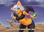 anthro bra breasts chaos_emerald cleavage clothed clothing emerald_(gem) female fur gem gloves green_eyes handwear leggings legwear midriff orange_body orange_skin solo sports_bra track_and_field underwear white_body white_fur mordwyl sega sonic_the_hedgehog_(series) rouge_the_bat bat humanoid mammal