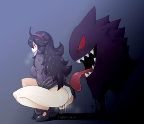 bodily_fluids breasts breath cum duo female fingering genital_fluids interspecies kneeling masturbation not_furry pokephilia vaginal vaginal_fluids vaginal_masturbation boy_(artist) nintendo pokemon hex_maniac generation_1_pokemon gengar ghost human mammal pokemon_(species) spirit