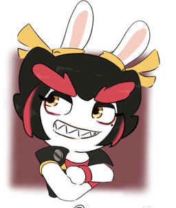 anthro black_clothing black_dress black_eyelids black_hair clothing crossed_arms dress ear_ribbon eyebrows eyelashes female female_anthro hair lidded_eyes light long_ears markings mitten_hands mole_(marking) multicolored_hair noseless red_clothing red_eyebrows red_hair red_makeup red_shirt red_topwear red_wristband sharp_teeth shirt short_hair simple_background solo tan_inner_ear teeth thick_eyebrows toothy_grin topwear two_tone_hair white_background yellow_ribbon peypey_mei1925 mario_bros mario_plus_rabbids_sparks_of_hope nintendo raving_rabbids rayman_(series) ubisoft kanya_(mario_plus_rabbids) lagomorph mammal rabbid 2025 colored crossover digital_drawing_(artwork) digital_media_(artwork) half-length_portrait lighting portrait