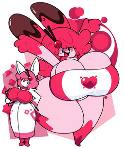 anthro big_breasts big_butt black_eyes body_size_growth breast_expansion breasts butt butt_expansion cleavage clothed clothing comparing expansion female fur hair huge_breasts huge_butt huge_thighs hyper hyper_breasts hyper_butt hyper_thighs pink_body pink_hair size_transformation solo standing thick_thighs thigh_expansion transformation white_body white_fur dewbber danielle_(dewbber) lagomorph leporid mammal rabbit 5:6 hi_res