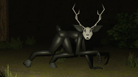 4_eyes all_fours anthro antlers black_body bone claws female finger_claws hooves horn looking_at_viewer low_poly multi_eye outside short_tail skull skull_head solo tail remberhere american_mythology indigenous_north_american_mythology mythology north_american_mythology leshen wendigo 16:9 3d_(artwork) 4k absurd_res digital_media_(artwork) hi_res widescreen