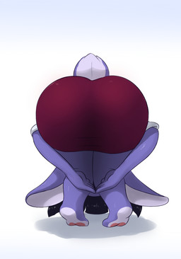 anthro big_butt biped black_hair butt clothing dress female fingers hair purple_body rear_view scut_tail short_tail simple_background solo tail thick_thighs mr-shin praise_da_booty_(meme) lagomorph leporid mammal rabbit hi_res meme