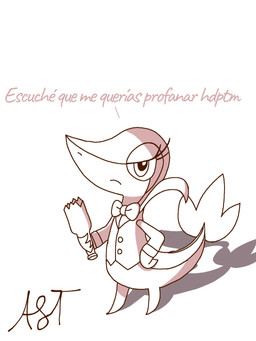 angry biped broken_bottle clothed clothing container eyelashes female feral holding_container holding_melee_weapon holding_object holding_weapon long_tail melee_weapon profanity solo standing tail text weapon fulgito_ast nintendo pokemon vinivy_(fulgito) generation_5_pokemon pokemon_(species) snivy 2025 3:4 artist_name hi_res spanish_text translated
