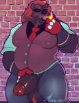 anthro balls belly biceps big_balls big_belly big_penis chode cigar clothed clothing erection genitals humanoid_genitalia humanoid_penis male manly musclegut muscular muscular_anthro muscular_male nipples overweight overweight_anthro overweight_male pecs penis slightly_chubby solo standing thick_penis tight_clothing marlon.cores strange_flesh barrus the_bartender_(strange_flesh) bear mammal 2017